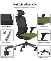 Chaise de bureau ergonomique pivotante en maille avec roulettes en nylon confortables et appui-tête réglable pour mobilier commercial – Direct Usine