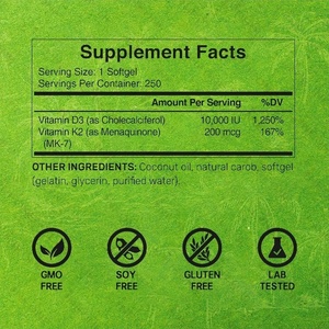 OEMODM Vitamin D3 + K2 10,000 IU for Bone Immune & Heart Support for Women Man - Vitamin D3&K2 Capsule - Product Image 3