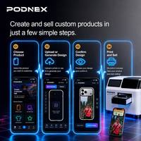 Mesin Cetak Casing Ponsel Plastik Otomatis UV Ink PodNEX AI, Printer UV Flatbed untuk Bisnis Cetak Cover Ponsel