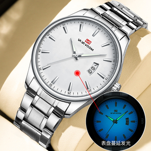 Montre à quartz pour homme, cadran rond en acier inoxydable, montre-bracelet analogique, style classique pour les affaires - Product Image 2