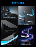 GH08 Penyangga GPU ARGB dari Paduan Seng, Dapat Disesuaikan, Anti Sag, Braket Penopang Kartu Grafis dengan Basis Magnetik untuk PC Gaming