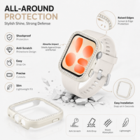 Coque de protection antichute de luxe en PC ajouré avec strass et une rangée de diamants, compatible avec la montre connectée Huawei Watch Fit 5 Pro 5