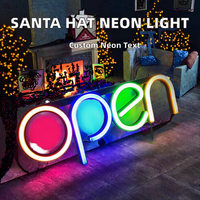 Décoration de Noël : Lumière LED néon en forme de chapeau de Père Noël, décorations d'arbre, décorations murales extérieures pour voiture, télécommande, Joyeux Noël