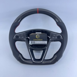 Volante de Cuero y Fibra de Carbono Real Personalizado CCExcellent para <span class=keywords><strong>Seat</strong></span> <span class=keywords><strong>Leon</strong></span> Cupra ST MK3 Ibiza Toledo Ateca Arona Alhambra - Product Image 1
