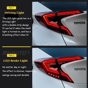 ไฟท้ายรถยนต์ LED แบบไดนามิก 2 ชิ้น สำหรับ Toyota CHR ปี 2016-2020 พร้อมไฟ DRL ไฟเบรก ไฟถอย และไฟเลี้ยวแบบไดนามิก - Product Image 3