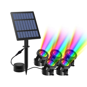 Luz solar subacuática <span class=keywords><strong>para</strong></span> piscina 5 en 1, 2 modos, cambio Rgb, foco alimentado por energía solar Ip68, luz LED solar impermeable <span class=keywords><strong>para</strong></span> piscina - Product Image 1