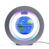 Globe terrestre magnétique lévitant avec lumière LED colorée, carte du monde flottante, décoration de bureau, cadeau, globe de lévitation