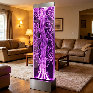 Cloison à bulles d'eau mobile moderne découpée au laser avec éclairage LED RGB pour chambre d'hôtel - Product Image 5
