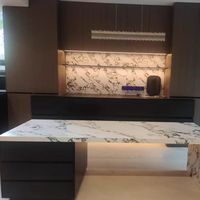 Table d'îlot extensible de luxe haut de gamme panneau de bois intégré armoires de bar de salon pour cuisine stockage domestique