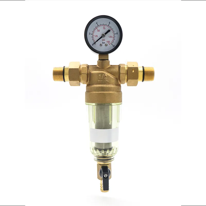 Whole-house Siphon brass Water Filter Effective Sediment Removal with Transparent And High-Strength Shell
