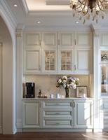 Buffet de style français en chêne massif sur mesure avec portes vitrées - Armoire de salle à manger intégrée durable et écologique de plus de 1,5 m