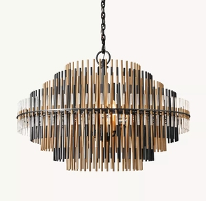 Lustre rond <span class=keywords><strong>Emile</strong></span> en laiton massif, style moderne et luxueux, finition nickel, pour salle à manger - Product Image 4