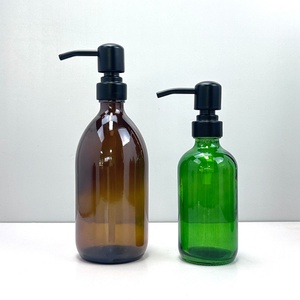 Custom logo Wholesale Amber Glass Liquid Soap Dispenser 500Ml Glass <b>Bottle</b> With Matte Black 304 Stainless Steel Pump - Product Image 2