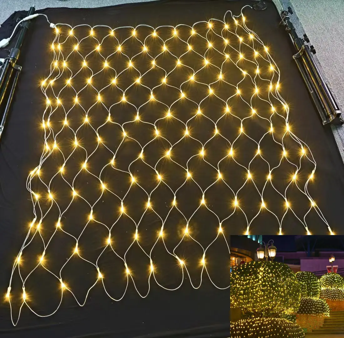 Personnalisé 2x2M 3x3M/6x4/8*10M LED Net Mesh Fairy String Light Guirlande Lumineuse de Plafond Rideau Noël Fairy Light Wedding Light Net