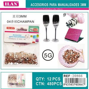 Strass Ilan 3mm Colore Champagne per Lavori Artigianali Confezione da 5g - Product Image 1
