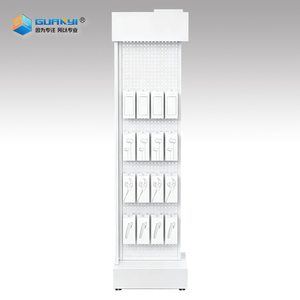 Espositore da terra in metallo resistente con pannello forato per accessori, ideale per scaffali da supermercato per cavi a bobina - Product Image 1