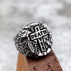 แหวนผู้ชายสแตนเลสย้อนยุคดีไซน์รูปกากบาทสไตล์พังก์เครื่องประดับของขวัญ - Product Image 3