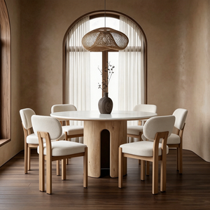 Silla de Comedor Moderna Tapizada en Tela Bouclé con Patas de Madera Maciza, Silla Auxiliar de Cocina, Silla sin Brazos para el Hogar, Muebles de Comedor para Restaurante - Product Image 2
