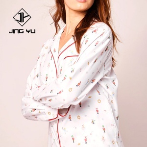 Nueva Llegada 2024, Conjunto de Pijama Suave con Botones y Estampado Personalizado para Mujer, Pijama de Algodón Puro para Invierno - Product Image 4