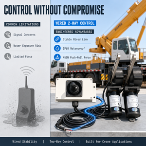 รีโมทคอนโทรลแบบสายเคเบิล 2 ช่องสัญญาณ สำหรับเครนอุตสาหกรรม วินซ์  ปุ่มกดหยุดฉุกเฉิน ชุดอุปกรณ์โรงงาน - Product Image 3