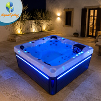 Bak Mandi Whirlpool Harga Pabrik untuk 6 Orang, Bersertifikasi CE, Akrilik, Spa Jetted, Jacuzzier dengan 58 Jet Pijat dan Air Terjun