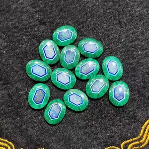 Fait à la main INT22 Opal Malachite Oval Cut 10x13mm Intarsia Gemstone - Product Image 1