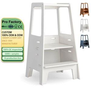 Tour d'apprentissage pour tout-petits, tabouret en bois pour la cuisine, réglable, design soigné, outils Montessori - Product Image 1