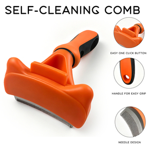Nouvelle brosse de toilettage pour animaux de compagnie JC : outil de retrait des poils sous-panneaux, lame de râteau métallique pour chats et chiens - Product Image 2