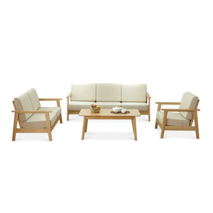 Modern Minimalist Fabric Sofa Set U Shape Natural Wood Color Foam Filling Nordic Style Living Room Furniture - Product Image 5
