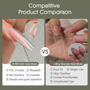 Pointes d'ongles en plastique réutilisables de style français à motif d'amande double forme <span class=keywords><strong>MR</strong></span>, couverture complète, longue durée - Product Image 2