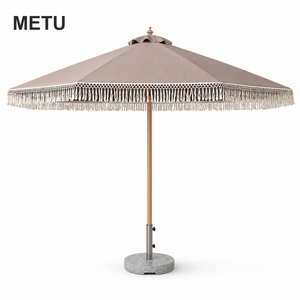 Parasol de plage en macramé de style européen, nouveau modèle bohème, pour patio extérieur, avec mât central en bois - Product Image 3