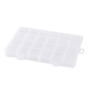 Caja de almacenamiento de plástico transparente, organizador de oficina rectangular con 24 compartimentos y tapa, contenedor de piezas de escritorio para artículos pequeños - Product Image 3