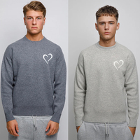 Pulls pour hommes avec logo personnalisé, col rond décontracté, tricot jacquard d'hiver, pull en laine 100% pour hommes