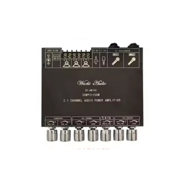 ZK-AM100 BT-compatible Amplifier Board HiFi Stereo 2.1 TPA3116D2 2X50W+100W Audio Power Amplifier Module