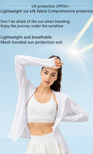 Vêtements de protection solaire pour les sports d'été Upf 50 + Top de protection <span class=keywords><strong>anti</strong></span>-<span class=keywords><strong>UV</strong></span> à manches longues <span class=keywords><strong>Veste</strong></span> de protection solaire respirante pour femmes - Product Image 4