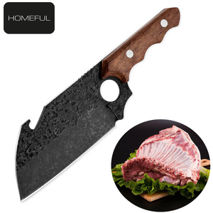 Couteau en acier inoxydable forgé de style viking 5Cr15 MoV, ambidextre, manche en bois de rose, ensemble de <span class=keywords><strong>quatre</strong></span> pièces pour la cuisine, le boucher, l'extérieur - Product Image 3