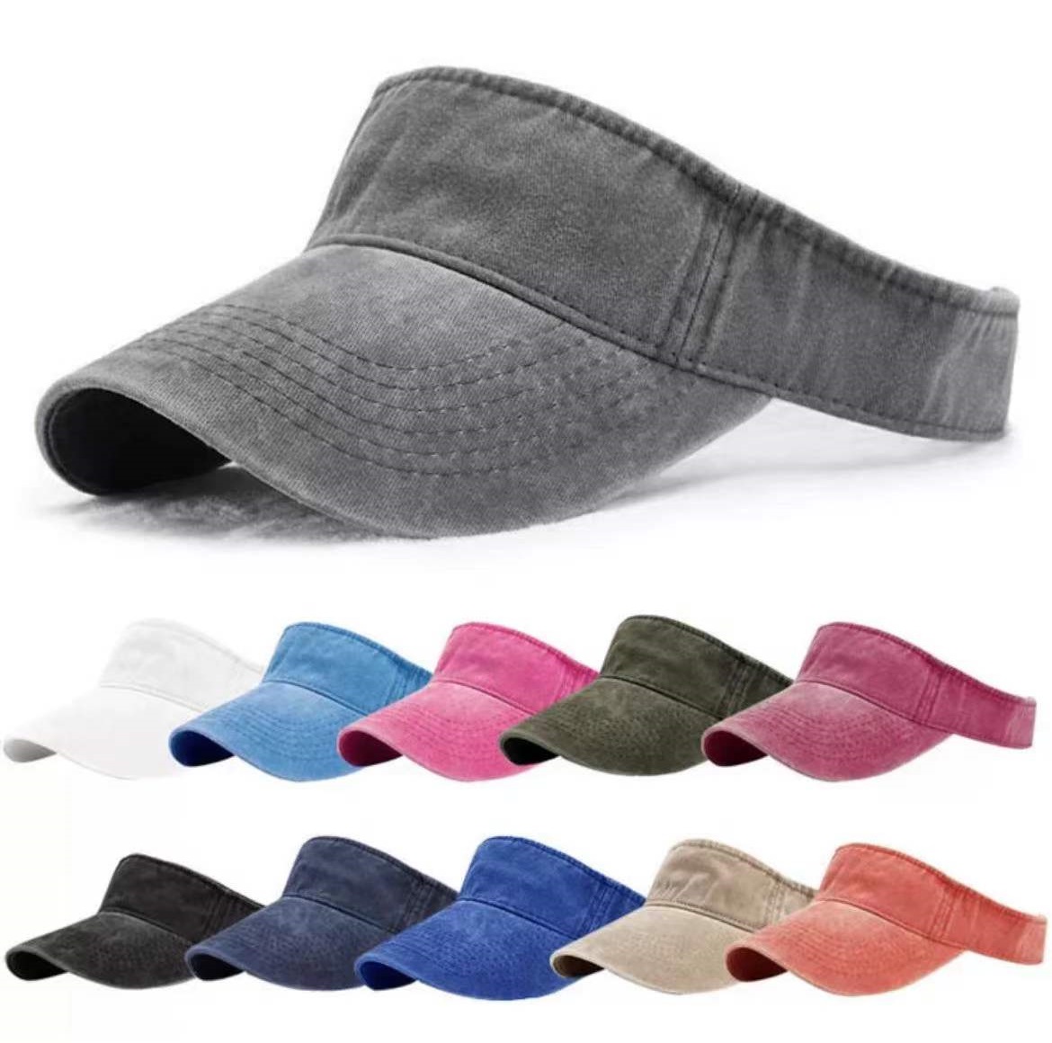 Custom Unisex Empty Top Sports Baseball Cap Summer Sun Visor Hats Distressed Washed Adjustable Caps Dad Hat