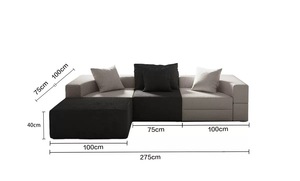 Juego de Sofás Modulares en Forma de L, Diseño Personalizado OEM, Asientos Acolchados, Embalaje al Vacío, Compresión, Sin Estructura, con Reposapiés - Product Image 3
