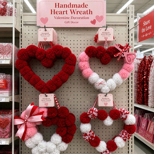 Guirlande en forme de cœur en gros pour décoration de mariage, guirlande pompons DIY pour la Saint-Valentin, décoration suspendue en peluche pour intérieur, cadeau - Product Image 2