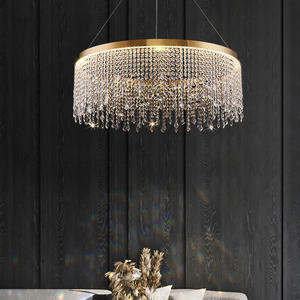 Moderno LED Crystal Drop Chandelier Dormitorio Sala de estar Comedor Anillo Lámpara Círculo Techo Luces colgantes - Product Image 2
