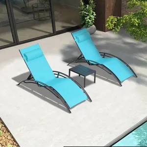 PURPLE LEAF Ensemble de chaises longues pour patio avec 2 tables <span class=keywords><strong>d</strong></span>'appoint Chaises inclinables réglables pour <span class=keywords><strong>piscine</strong></span> extérieure au bord de la <span class=keywords><strong>piscine</strong></span> - Product Image 3