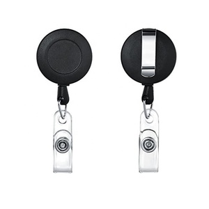 Porte-badge rétractable de forme ronde en plastique de couleur noire ou personnalisée <span class=keywords><strong>Yoyo</strong></span> ID Reel Clip - Product Image 1