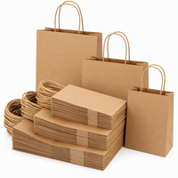 Sac en papier kraft brun avec poignées, personnalisé avec logo imprimé, pour emballage de restauration rapide, vente au détail et vente à emporter – Prix usine