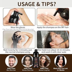 <span class=keywords><strong>Shampoo</strong></span> Colorante all'Olio di Argan 420ml con Estratti Erboristici, Copertura Istantanea dei <span class=keywords><strong>Capelli</strong></span> Grigi a Nero Intenso per Donne, Qualità Premium OEM - Product Image 6