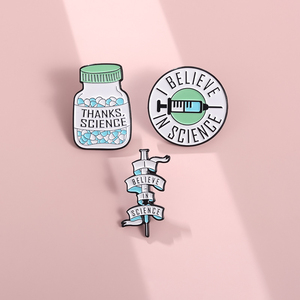 Tôi tin vào khoa học sử dụng y tế ống tiêm men chân viên nang thuốc cảm ơn khoa học ve áo huy hiệu bán buôn Ba lô kim loại Trâm - Product Image 4