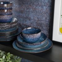 16 Pièces Vaisselle en Porcelaine Bols et Assiettes Home Restaurant Sets de vaisselle en porcelaine émaillée activée personnalisés de luxe