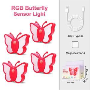 Lampe Papillon RGB Intelligente à Détection Corporelle, Protection Oculaire, Lumière d'Ambiance Magnétique, Veilleuse LED Papillon - Product Image 5