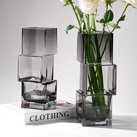 Vase d'art de style avancé Décoration Vase transparent en verre de luxe léger