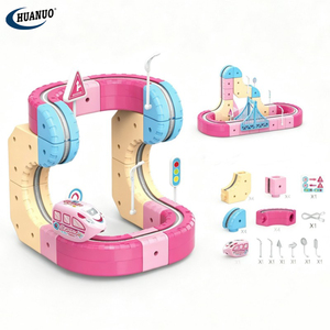 Nouveau train électrique 3D pour filles, circuit flexible magique rose, jouet de course, <span class=keywords><strong>voiture</strong></span> éducative, cube, engrenage, fusion, rail, éclairage pour enfants - Product Image 1