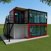 Maison conteneur préfabriquée à 2 étages, moderne, modulaire, détachable, 2-3 chambres, 20-40 pieds, pour hôtel de luxe, villa, école, salle de bain